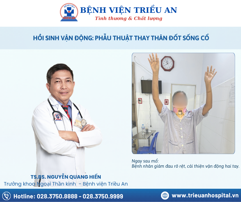 PHẨU THUẬT GIẢI ÉP VÀ THAY THÂN ĐỐT SỐNG CỔ ĐIỀU TRỊ CHÈN ÉP TỦY DO U DI CĂN